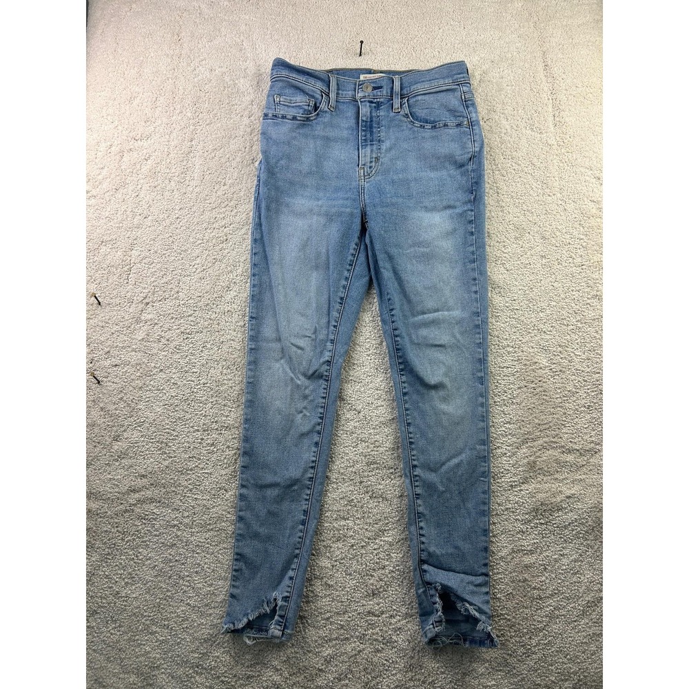 Levis 720 High Rise Super Skinny Jeans Womens 28 Light Wash Distressed Hem Denim